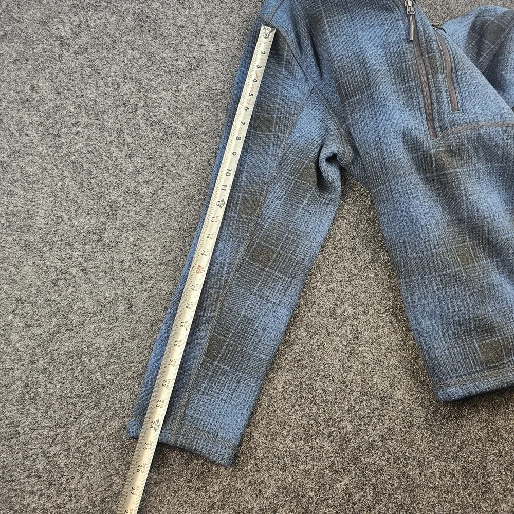 The North Face Men's XL Sweater Fleece Jacket Blue Black Plaid 1/4 Zip